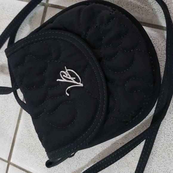Vera Bradley VB Black Small Crossbody Purse Bag Wallet Zipper Flap - Picture 2 of 13
